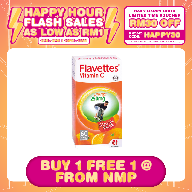 (HAPPY HOUR) FLAVETTES C ORANGE SUGAR FREE 250MG (60'S)